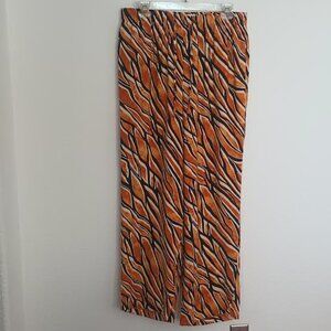 HAVER & BLAIR LONDON WOMEN'S ELASTIC TIE WAIST PULL ON PANTS TIGER PRINT SIZE M